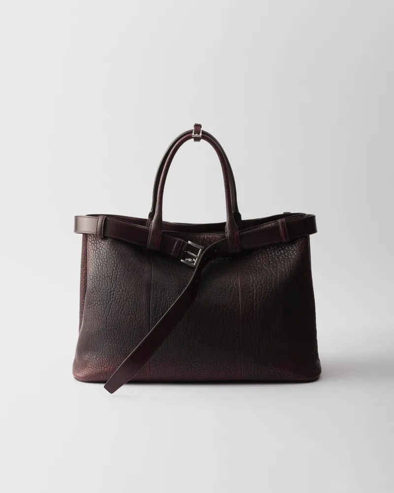 Prada Buckle Tasche aus Nappa-Leder Cordovan