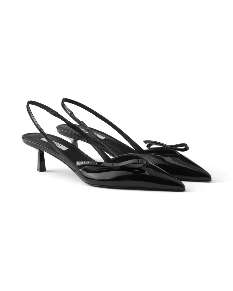 Prada Slingback-pumps Aus Lackleder, Damen, Schwarz, Größe Schwarz