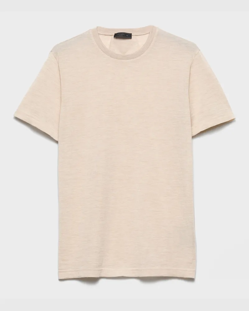 Prada Oversize-T-Shirt aus Kaschmir Sandbeige