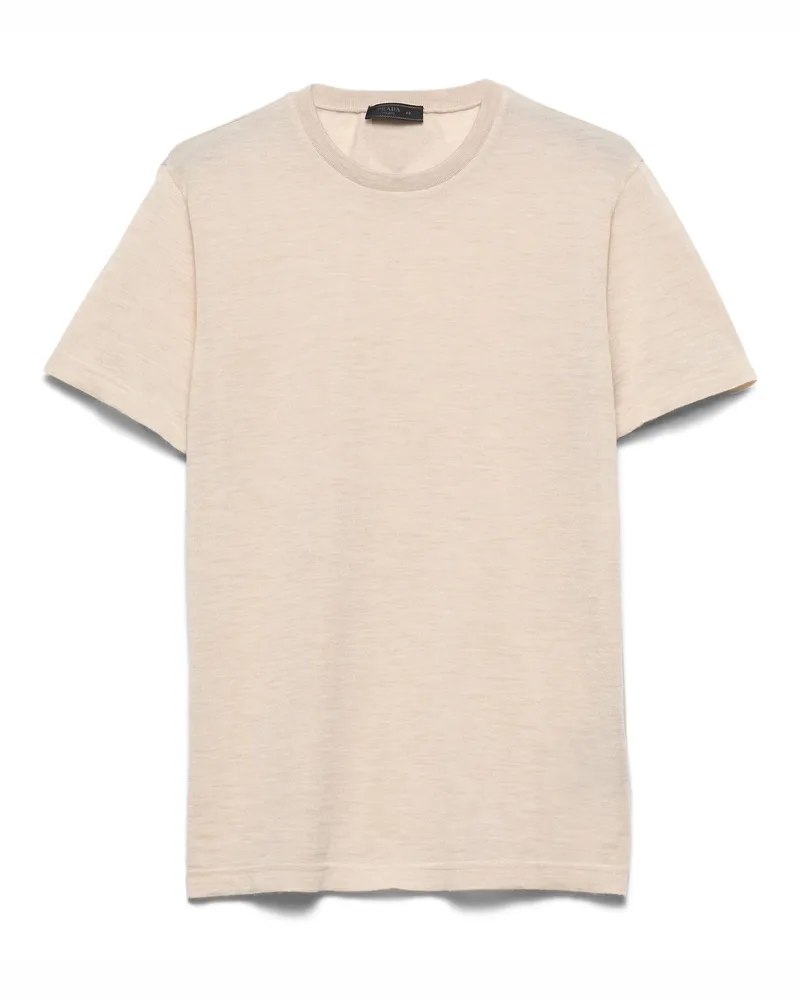 Prada Oversize-t-shirt Aus Kaschmir, Herren, Sandbeige, Größe Sandbeige