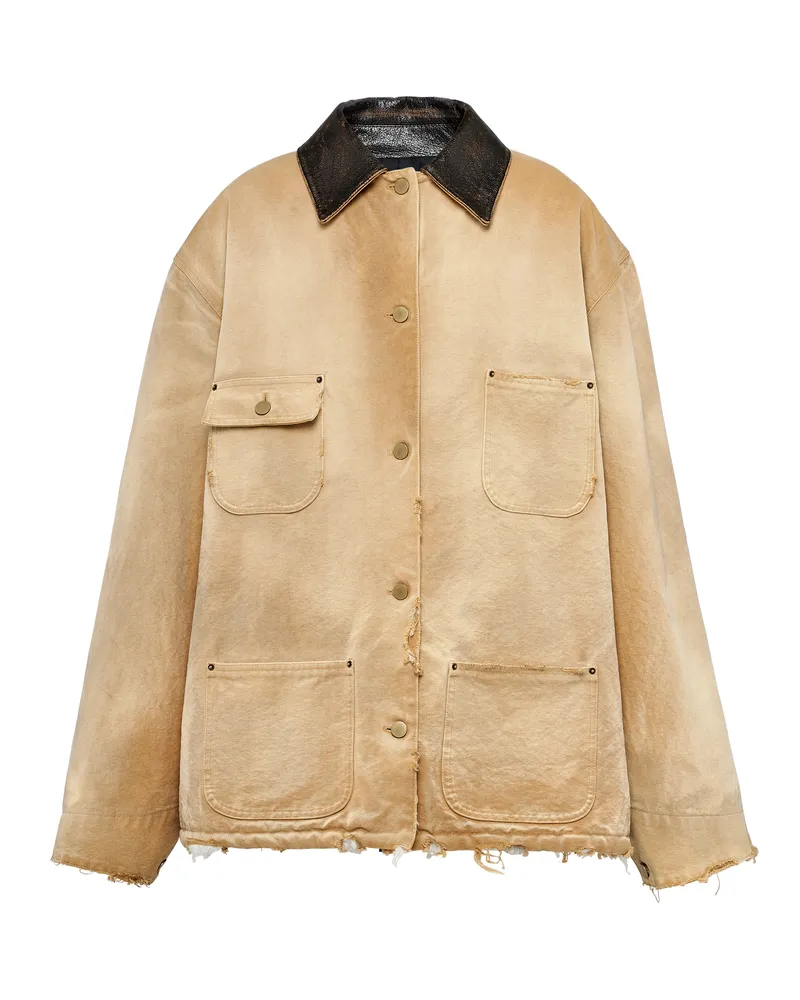Prada Jacke Aus Canvas, Damen, Beige, Größe Beige