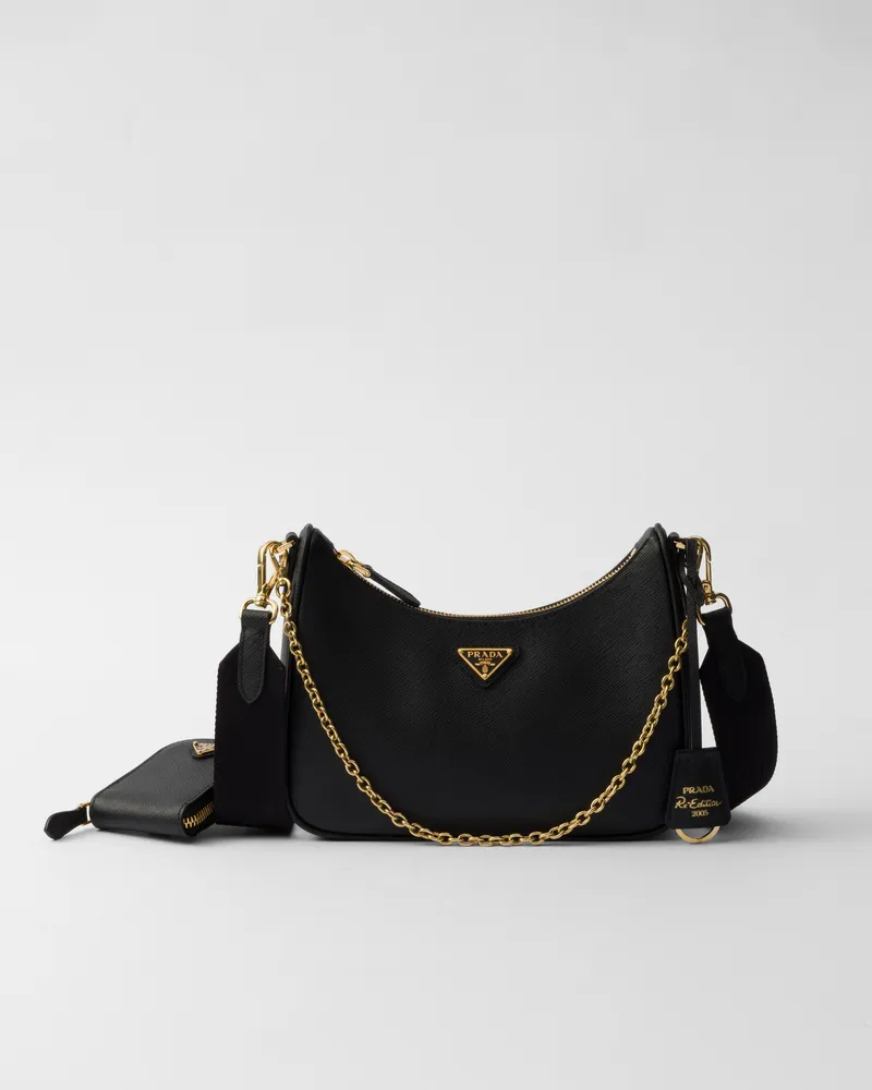 Prada Re-Edition 2005 Tasche aus Saffiano Schwarz