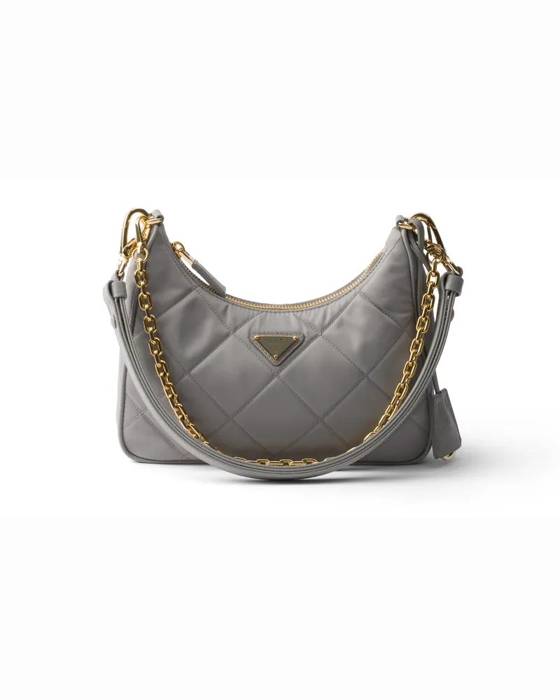 Prada Re-edition Mini Bag Aus Gestepptem Re-nylon, Damen, Wolkengrau Wolkengrau