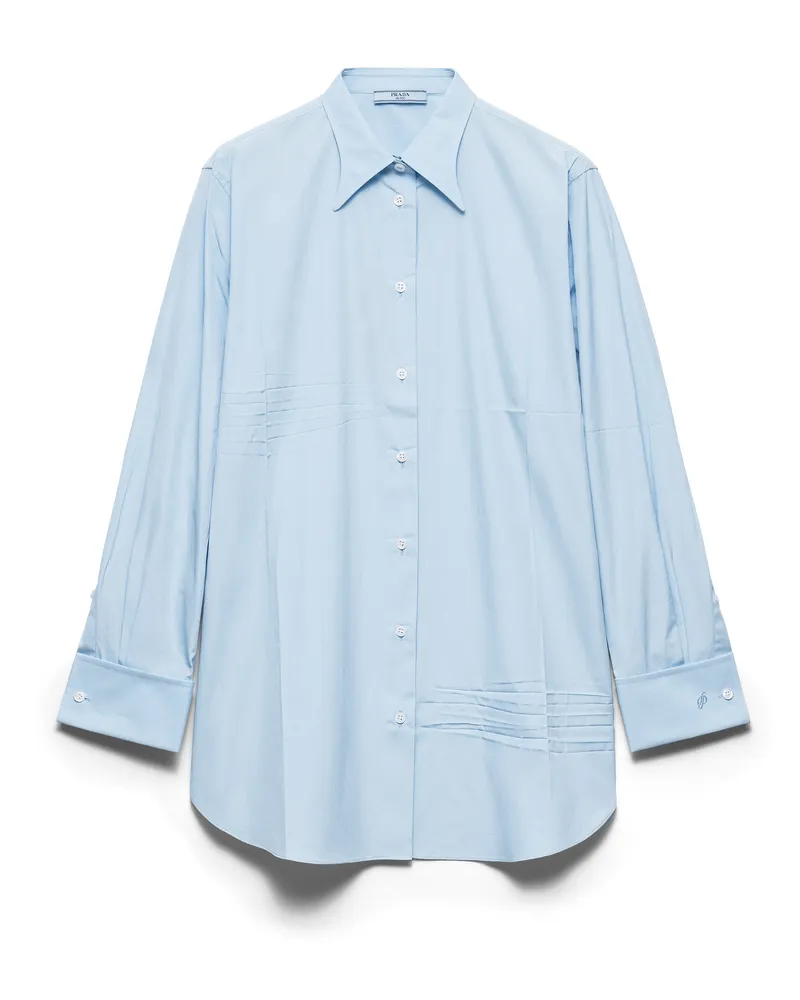 Prada Hemd Aus Popeline, Damen, Himmelblau, Größe Himmelblau