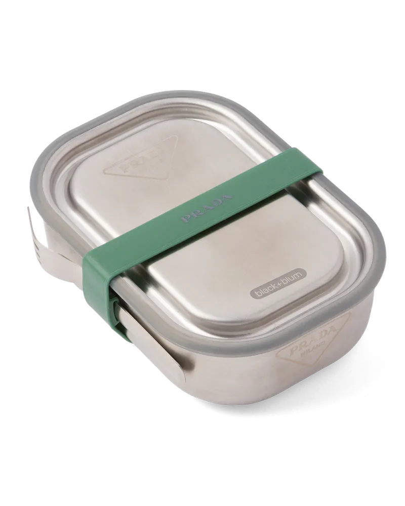 Prada Lunchbox aus Edelstahl Stahlgrau