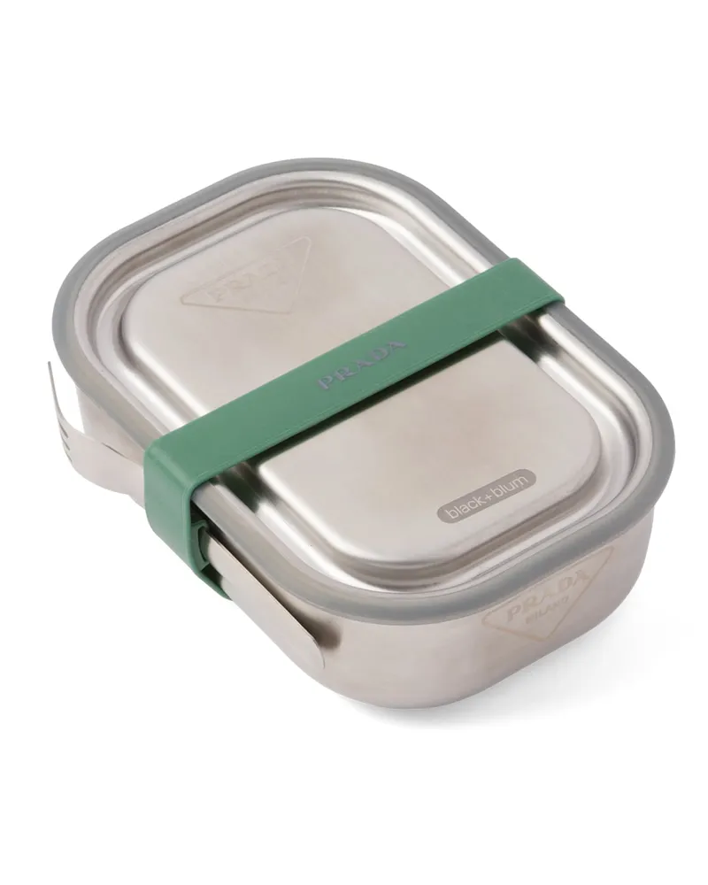 Prada Lunchbox Aus Edelstahl, , Stahlgrau Stahlgrau