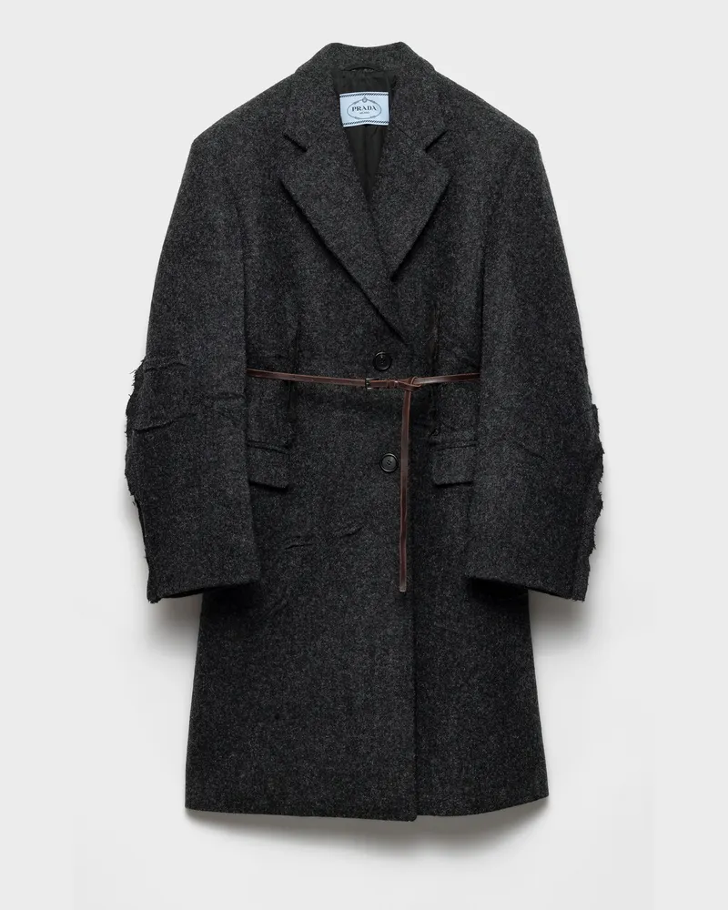 Prada Einreihiger Mantel aus Shetlandwolle Schiefergrau