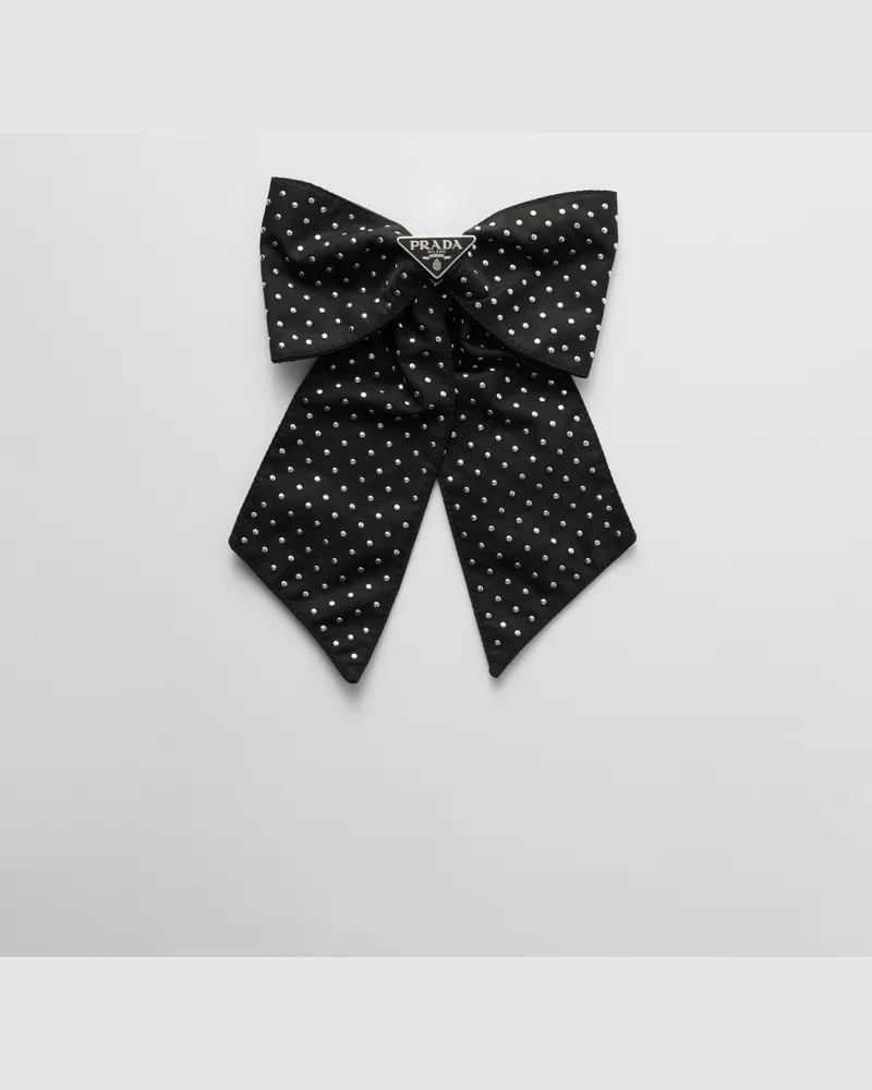Prada Haarspange aus Re-Nylon mit Nieten Schwarz