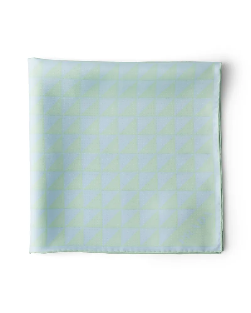 Prada Schal Aus Seidentwill Mit Print 55, Damen, Aqua/kristall Aqua