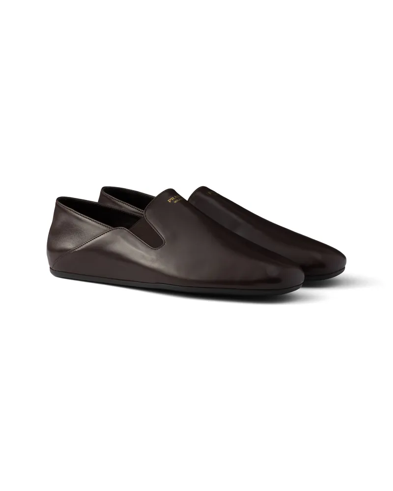 Prada Loafer Aus Leder, Herren, Dunkelbraun, Größe 11 Dunkelbraun