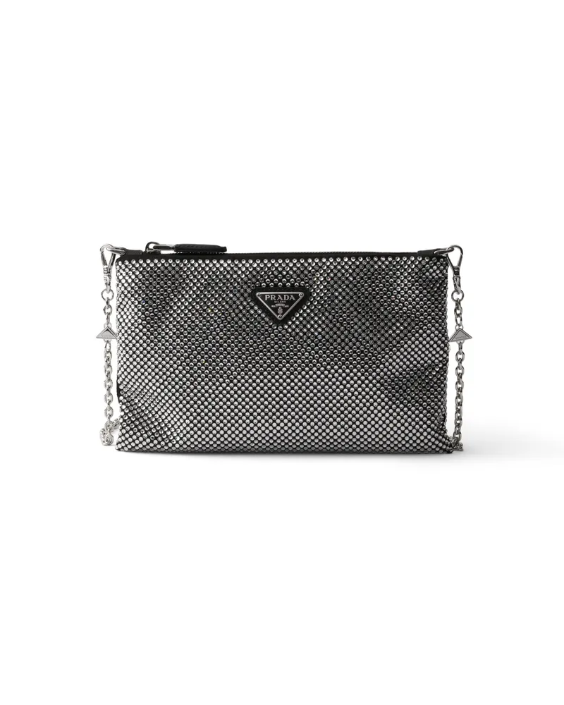 Prada Mini-clutch Mit Kristallen Und Schulterriemen, Damen, Kristall Kristall