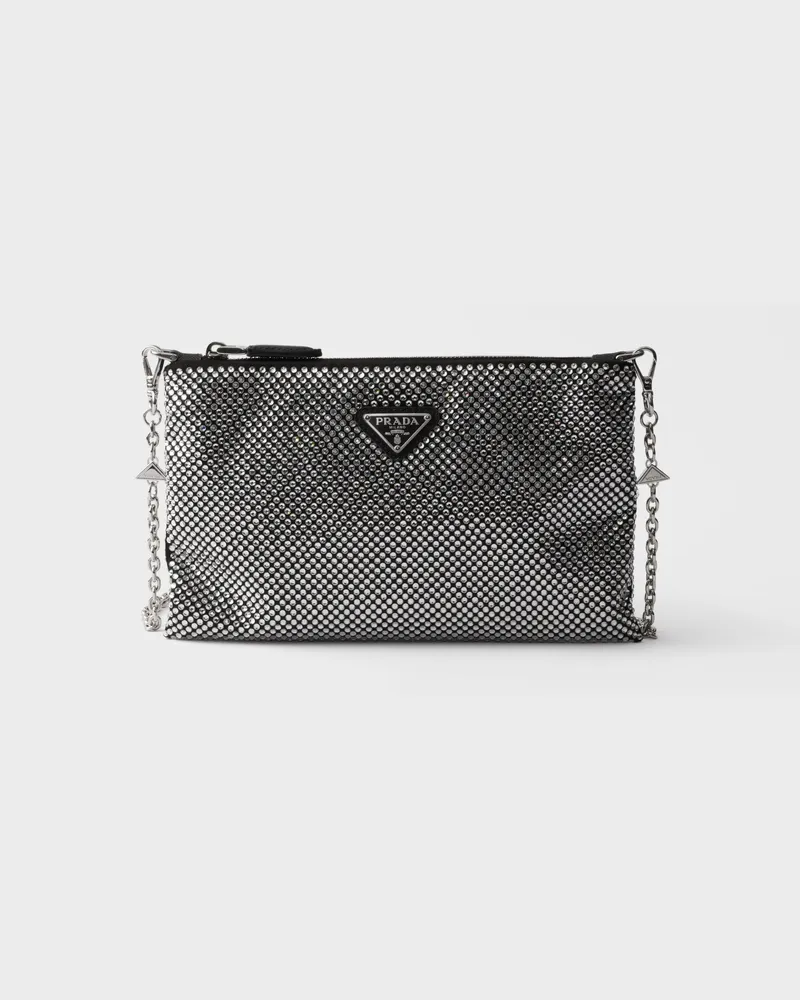 Prada Mini-Clutch mit Kristallen und Schulterriemen Kristall