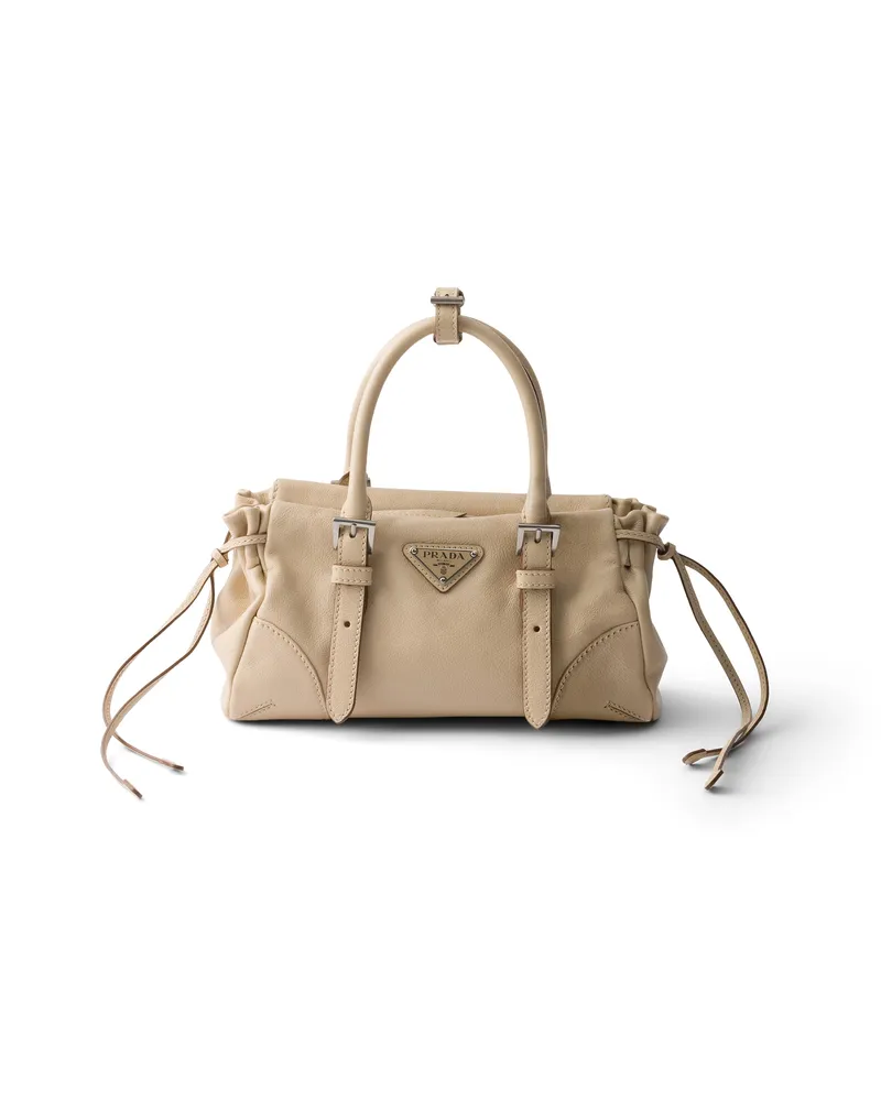 Prada Karin Kleine Tasche Aus Leder, Damen, Travertingrau Travertingrau
