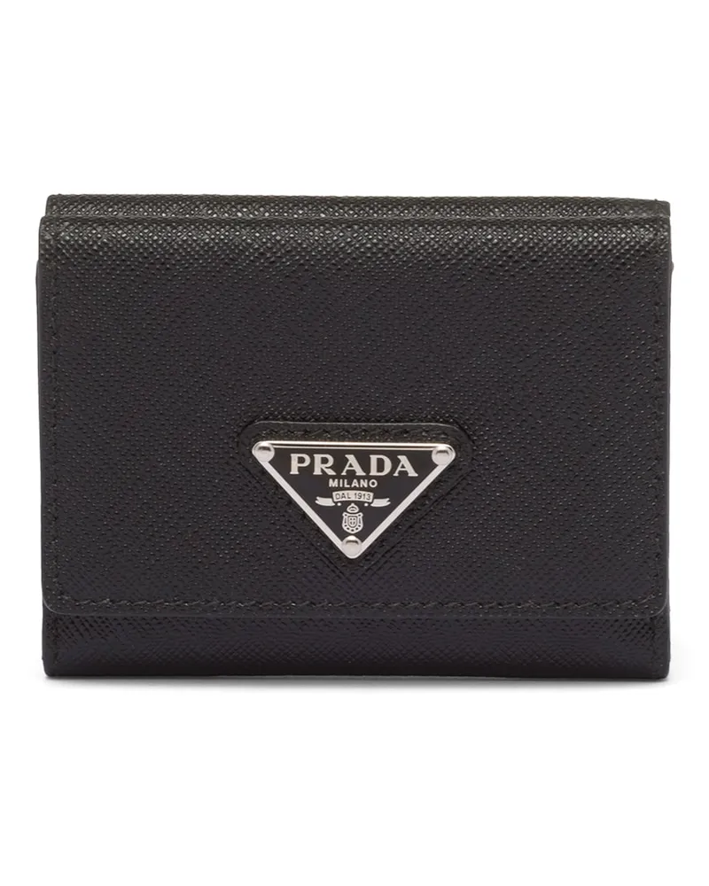Prada Kleine Geldbörse Aus Saffiano-leder, Herren, Schwarz Schwarz