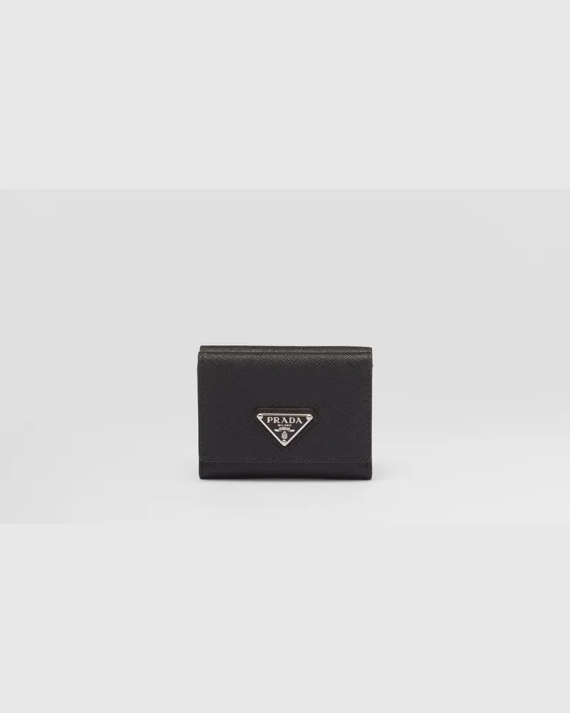 Prada Kleine Geldbörse aus Saffiano-Leder Schwarz