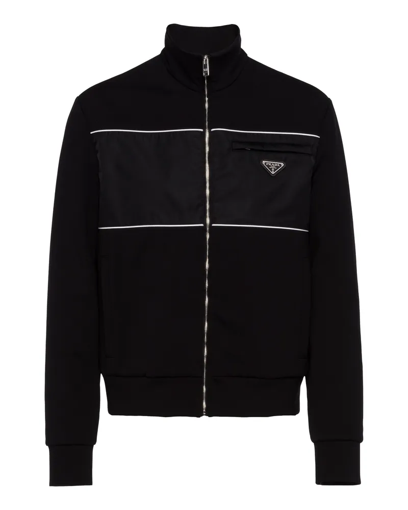 Prada Sweatshirt Mit Details Aus Re-nylon, Herren, Schwarz/weiss, Größe Schwarz