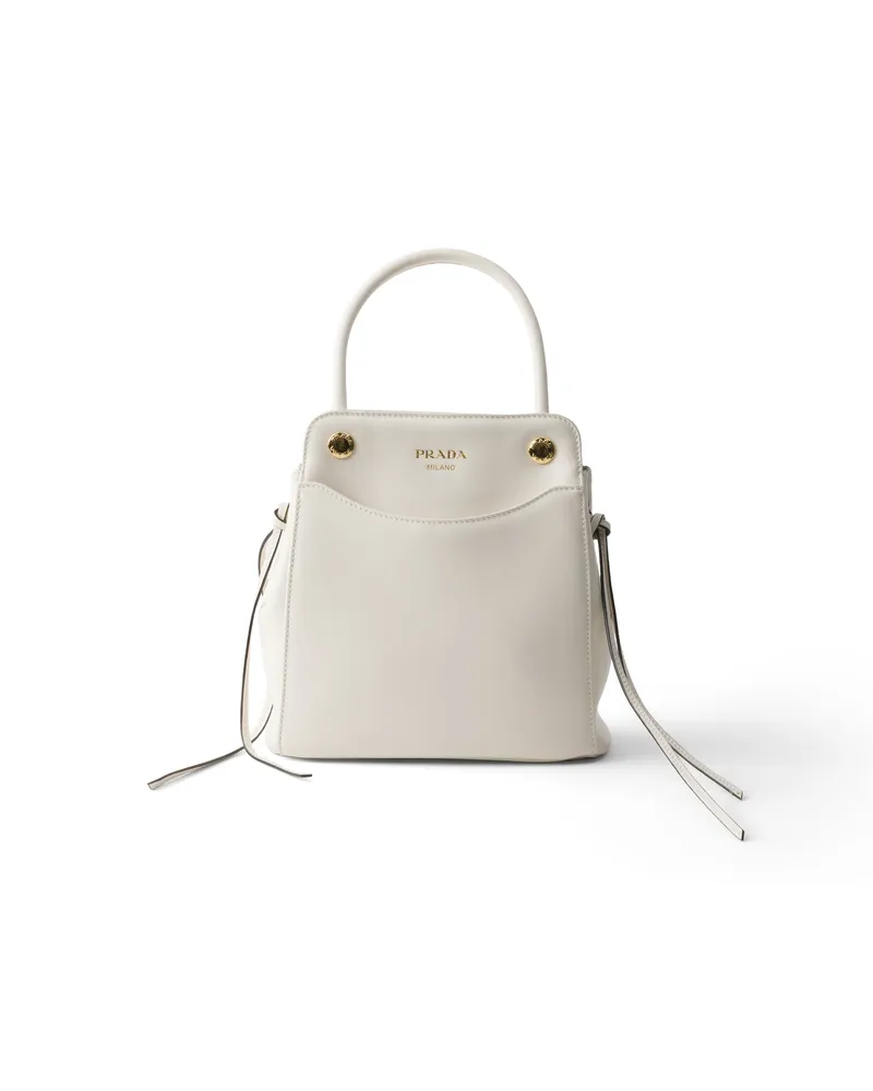 Prada Carry Mini Handtasche Aus Leder, Damen, Weiss Weiss