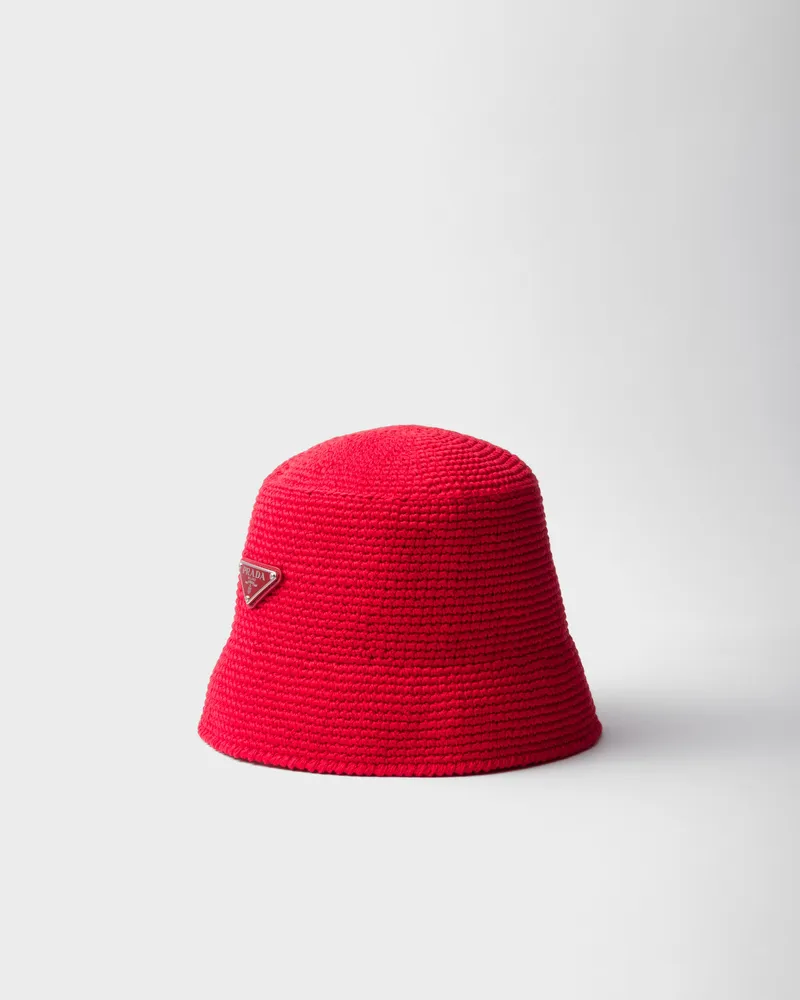 Prada Gehäkelter Fischerhut Rot