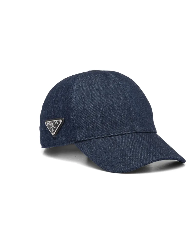Prada Baseballkappe Aus Denim, Damen, Blau, Größe Blau