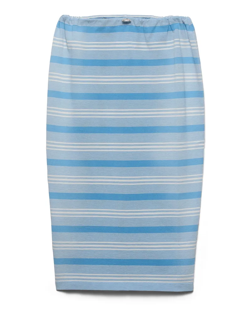 Prada Rock Aus Piqué Mit Bayadere-druck, Damen, Hellblau, Größe Hellblau