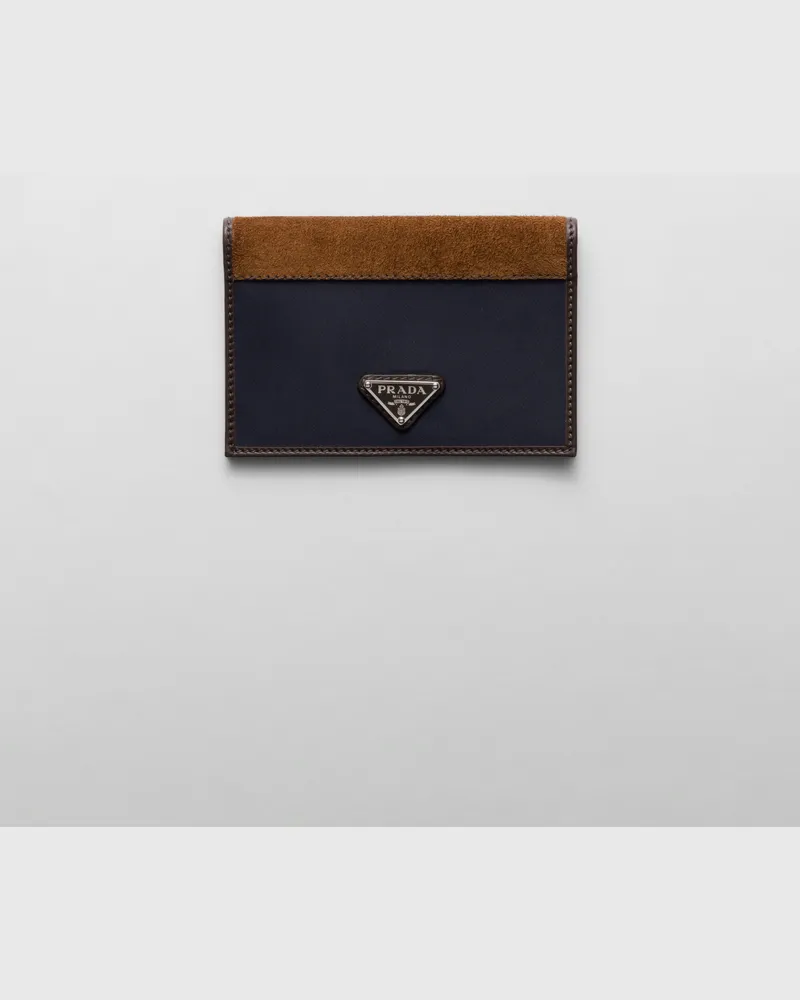 Prada Reisepassetui aus Re-Nylon und Leder Blau