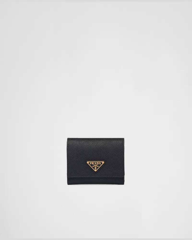 Prada Kleine Geldbörse aus Saffiano-Leder Schwarz