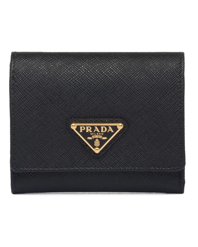 Prada Kleine Geldbörse Aus Saffiano-leder, Damen, Schwarz Schwarz