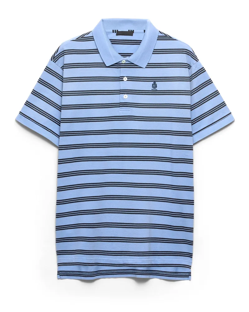 Prada Garment-dyed Poloshirt Aus Baumwolle, Herren, Veilchenblau/blau, Größe Veilchenblau