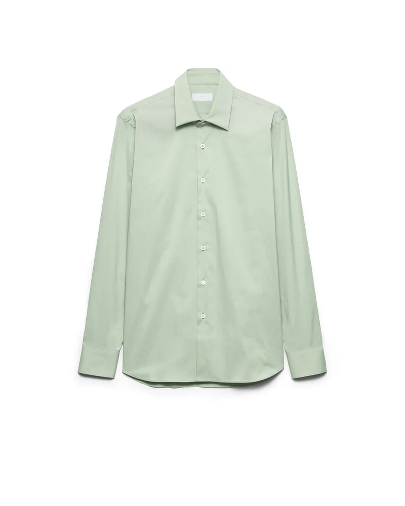 Prada Hemd Aus Stretch-baumwolle, Herren, Jadegrün, Größe Jadegrün