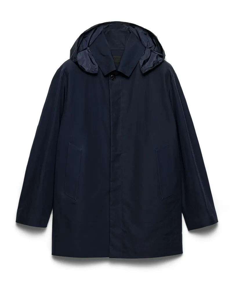 Prada Mantel Mit Kapuze Aus Baumwolle, Herren, Blau, Größe Blau