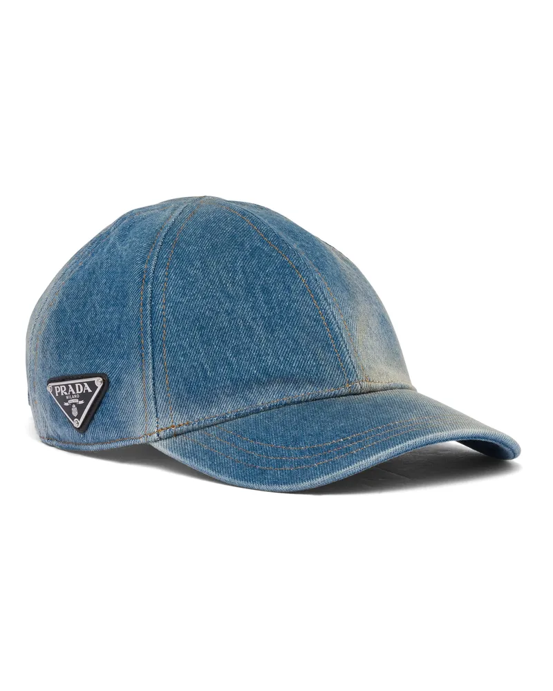 Prada Baseballkappe Aus Denim, Damen, Hellblau, Größe Hellblau