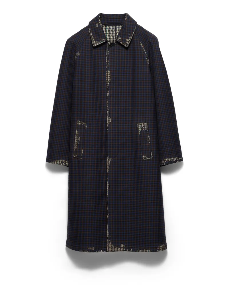 Prada Mantel Aus Verbundgewebe-devoré-baumwolle, Herren, Blau, Größe Blau