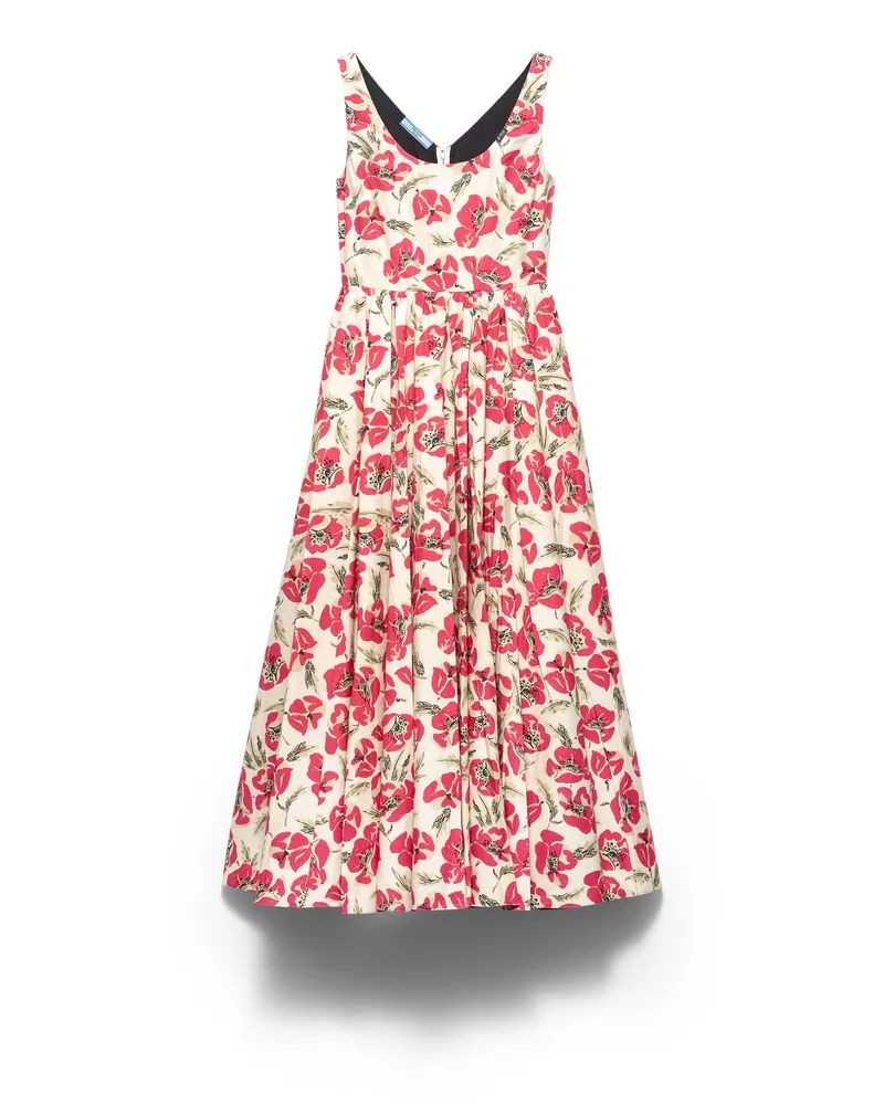 Prada Weiches Kleid Aus Popeline, Damen, Rot, Größe Rot