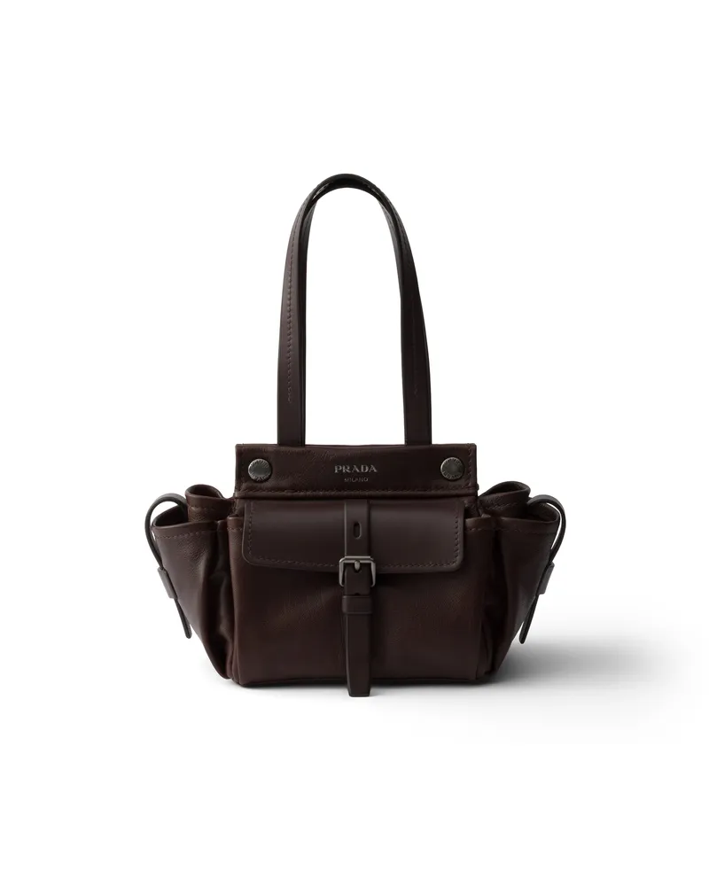 Prada Route Mini Tote Bag Aus Leder, Damen, Kakaobraun Kakaobraun