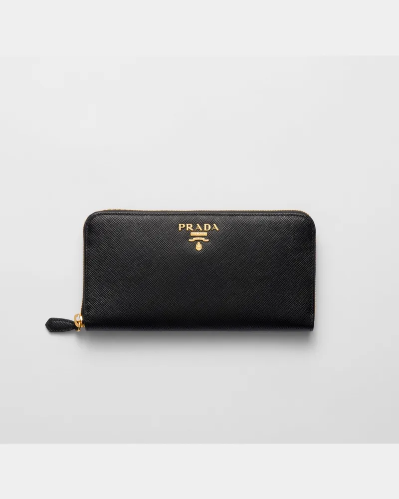 Prada Große Geldbörse aus Saffiano-Leder Schwarz