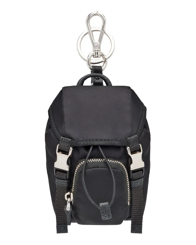 Prada Mini-pouch-schlüsselanhänger Aus Re-nylon, Herren, Schwarz Schwarz