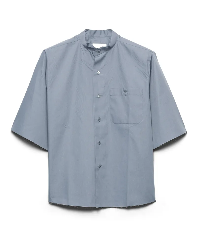 Prada Kurzärmliges Hemd Aus Baumwollmischung, Herren, Aviation/blau, Größe Aviation