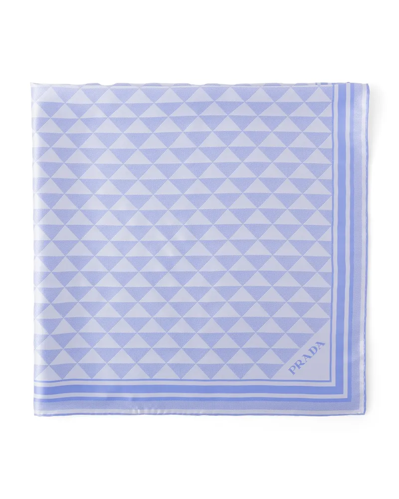 Prada Schal Aus Jacquard-seide 90x90, Damen, Welle/weiß Welle