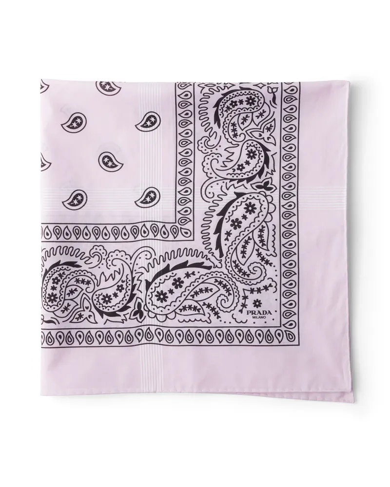 Prada Bedruckter Schal Aus Baumwolle 65, Damen, Alabaster/weiss Alabaster