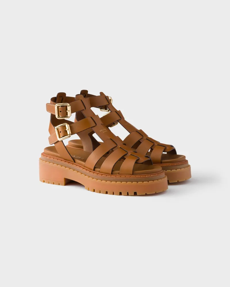 Prada Ledersandalen mit Knöchelriemen Leder
