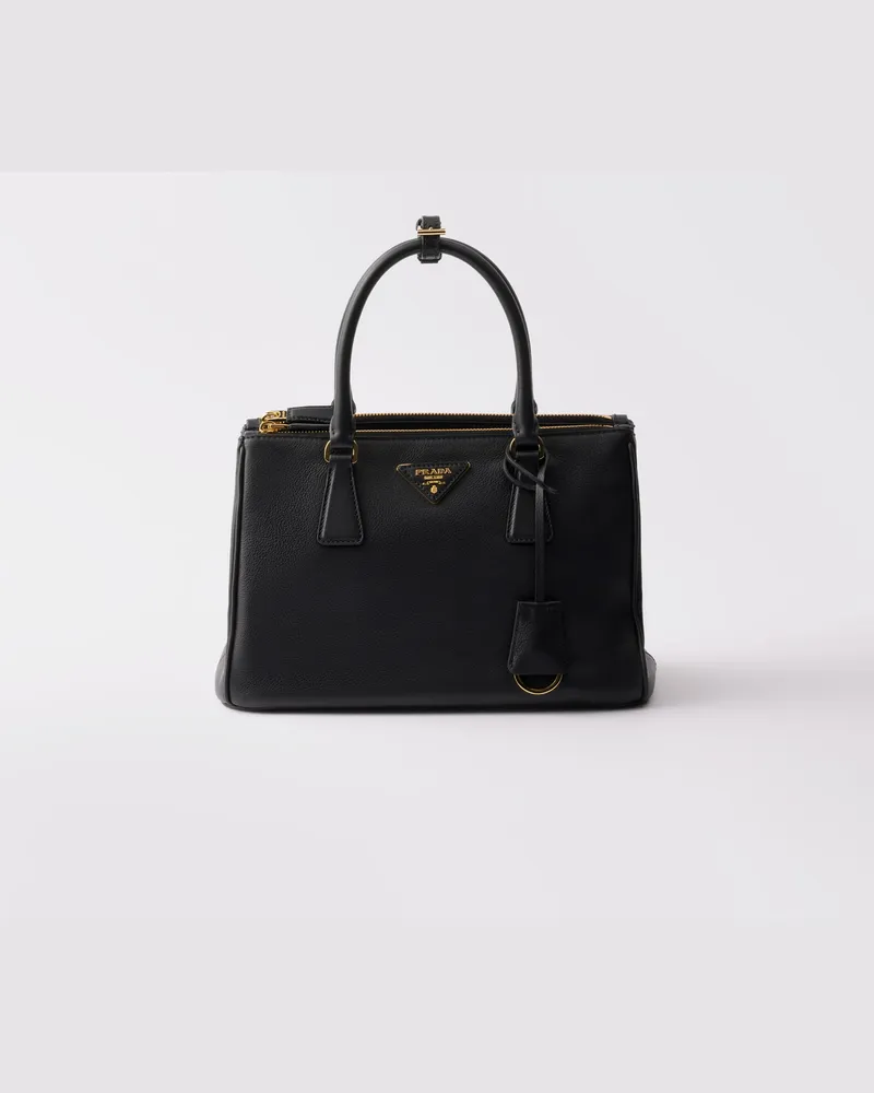 Prada Mittelgroße  Galleria Tasche aus Leder Schwarz