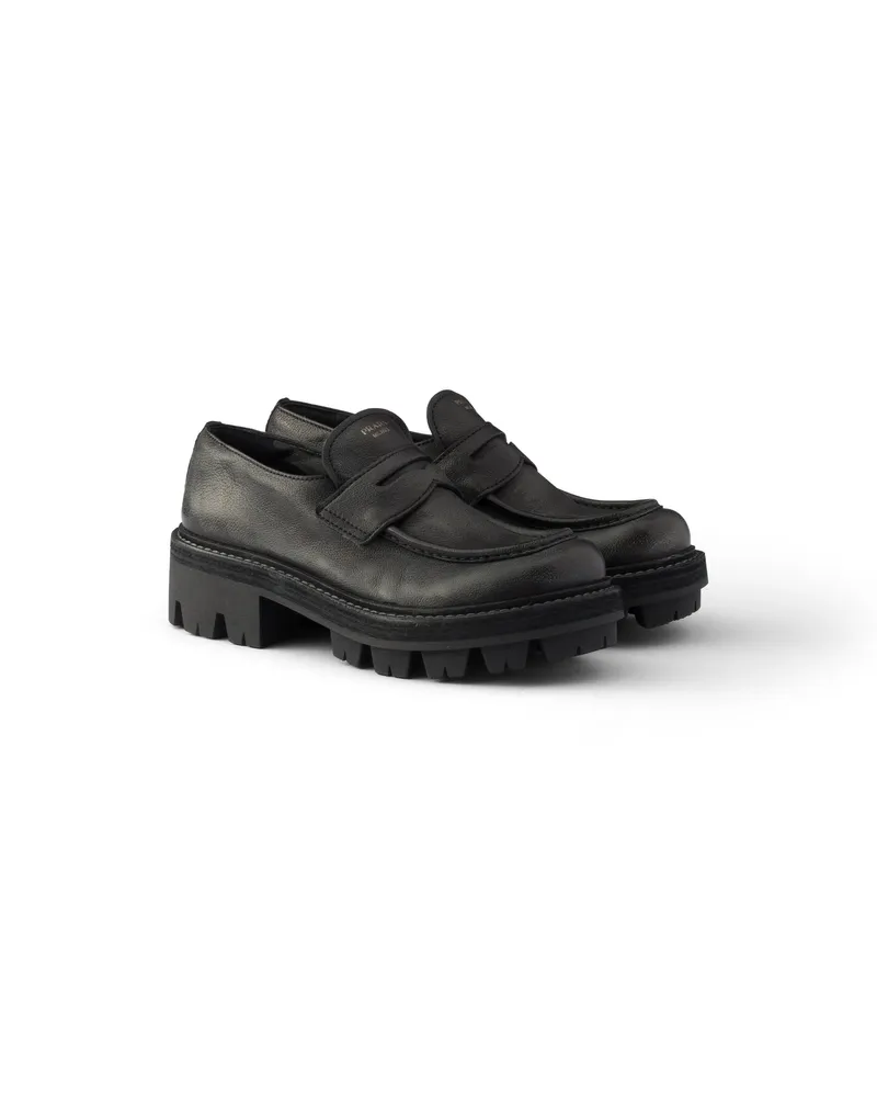 Prada Loafer Aus Leder, Damen, Schwarz, Größe Schwarz