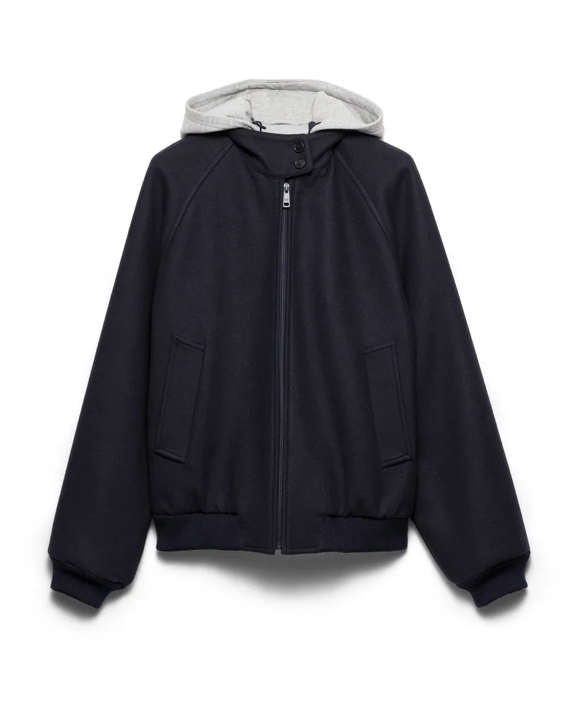 Prada Jacke Aus Stoff Und Baumwoll-fleece, Damen, Blau, Größe Blau