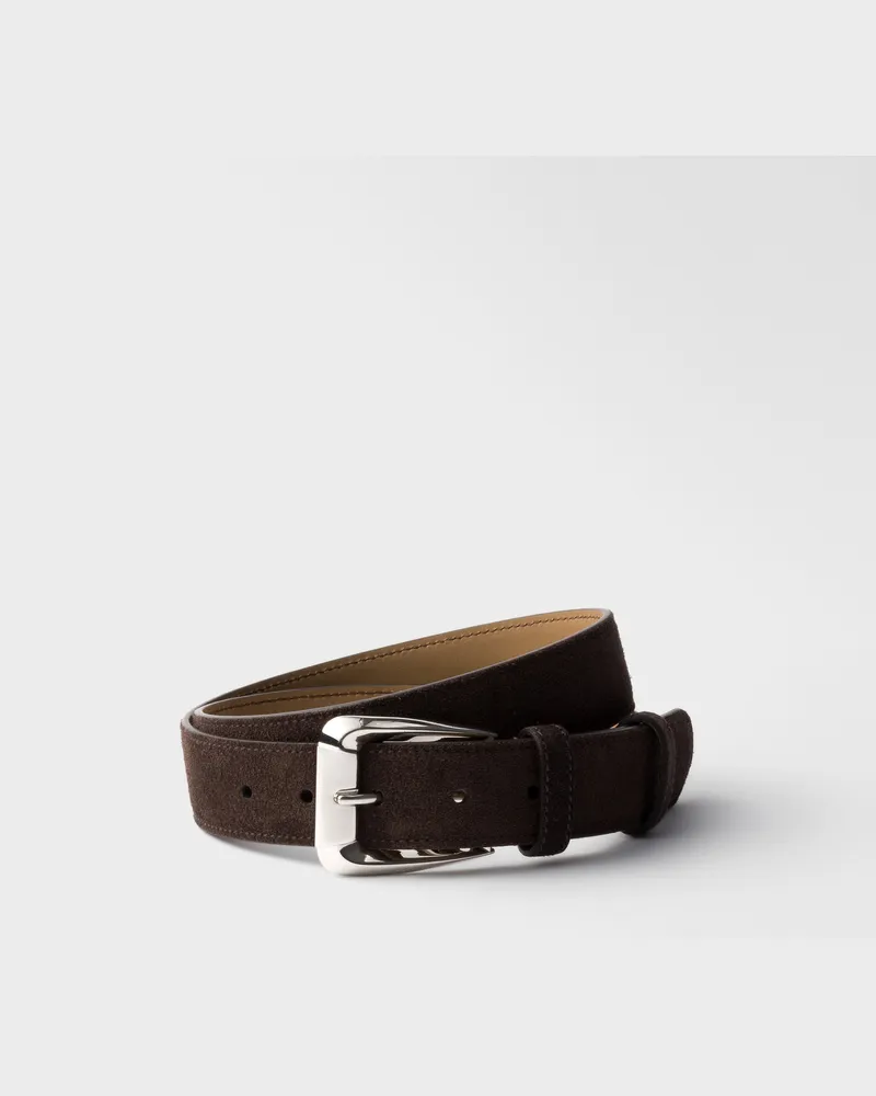 Prada Gürtel aus Wildleder Dunkelbraun