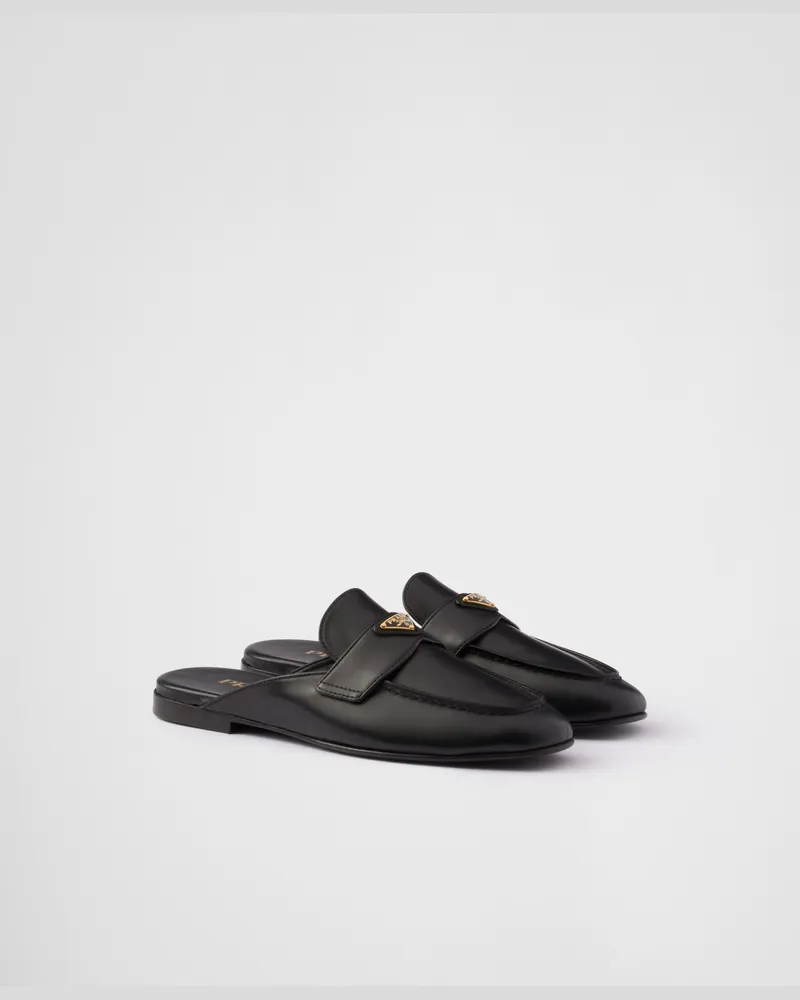 Prada Slipper aus Leder Schwarz