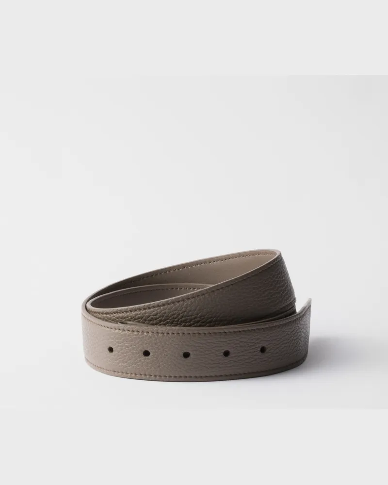Prada Gürtelband aus Leder Bambusgrau