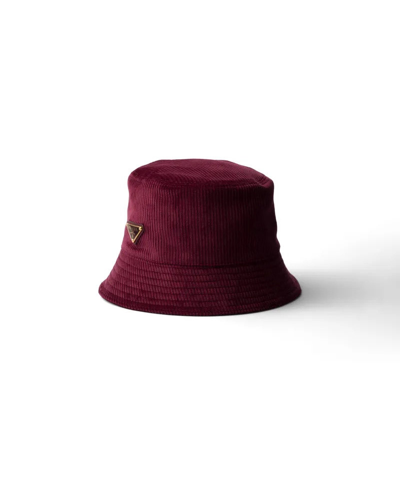 Prada Fischerhut Aus Cord, Damen, Burgunderrot, Größe Burgunderrot