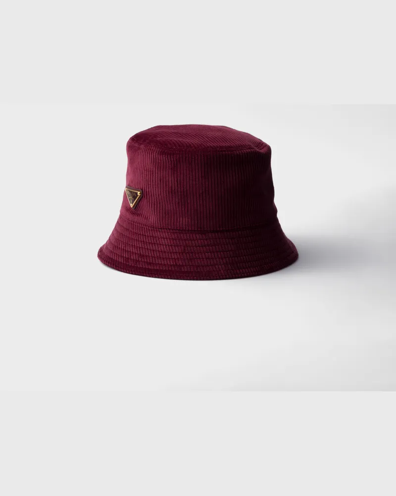 Prada Fischerhut aus Cord Burgunderrot