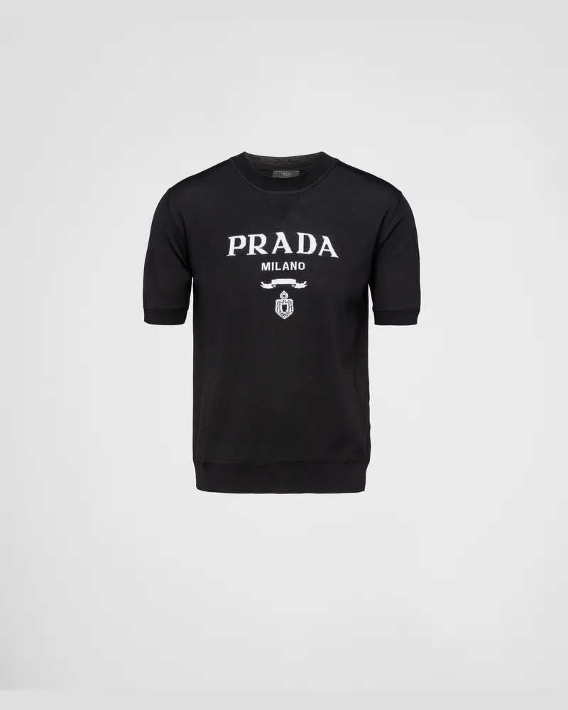 Prada Rundhalspullover aus Superfine-Wool Schwarz