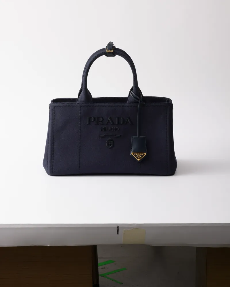 Prada Jardinière Große Handtasche Aus Baumwoll-canvas, Damen, Ostseeblau Ostseeblau